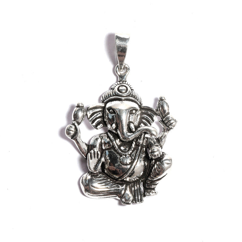 JSAJ Silver 925 Sterling Silver GOD PENDENT LOCKET GANESH JI GANPATI JI BAPA MORIYA IN BIG SIZE UNISEX PENDENT for Good Health and Wealth