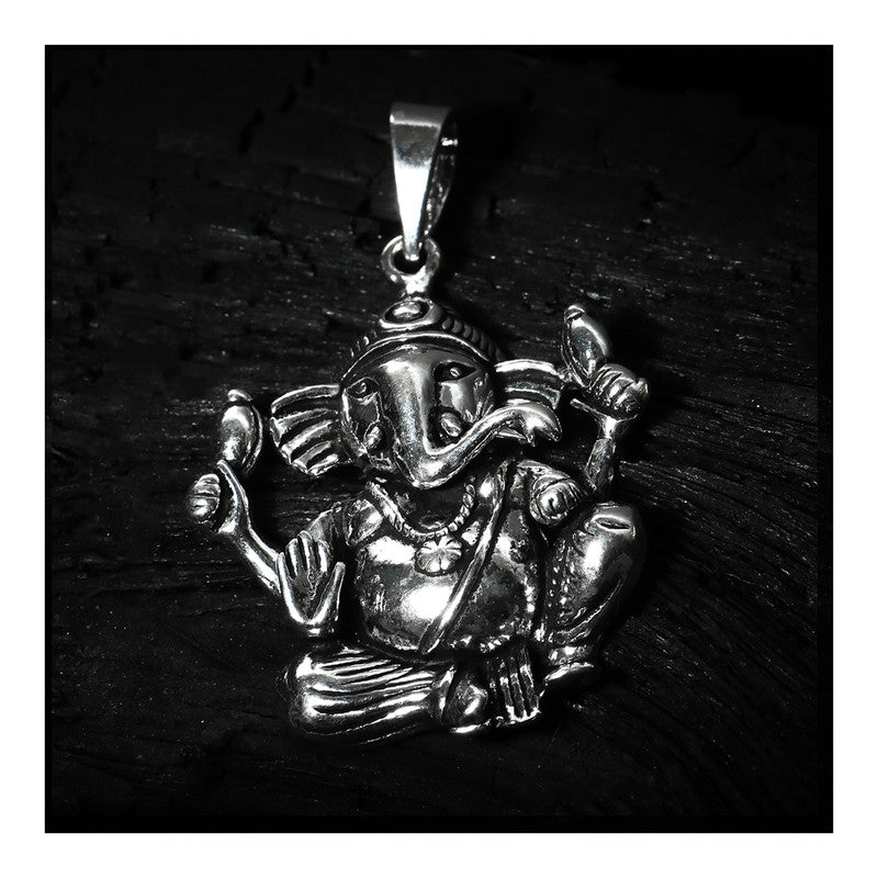 JSAJ Silver 925 Sterling Silver GOD PENDENT LOCKET GANESH JI GANPATI JI BAPA MORIYA IN BIG SIZE UNISEX PENDENT for Good Health and Wealth
