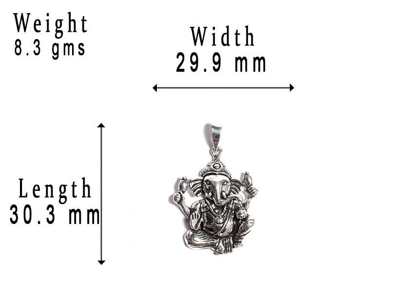 JSAJ Silver 925 Sterling Silver GOD PENDENT LOCKET GANESH JI GANPATI JI BAPA MORIYA IN BIG SIZE UNISEX PENDENT for Good Health and Wealth