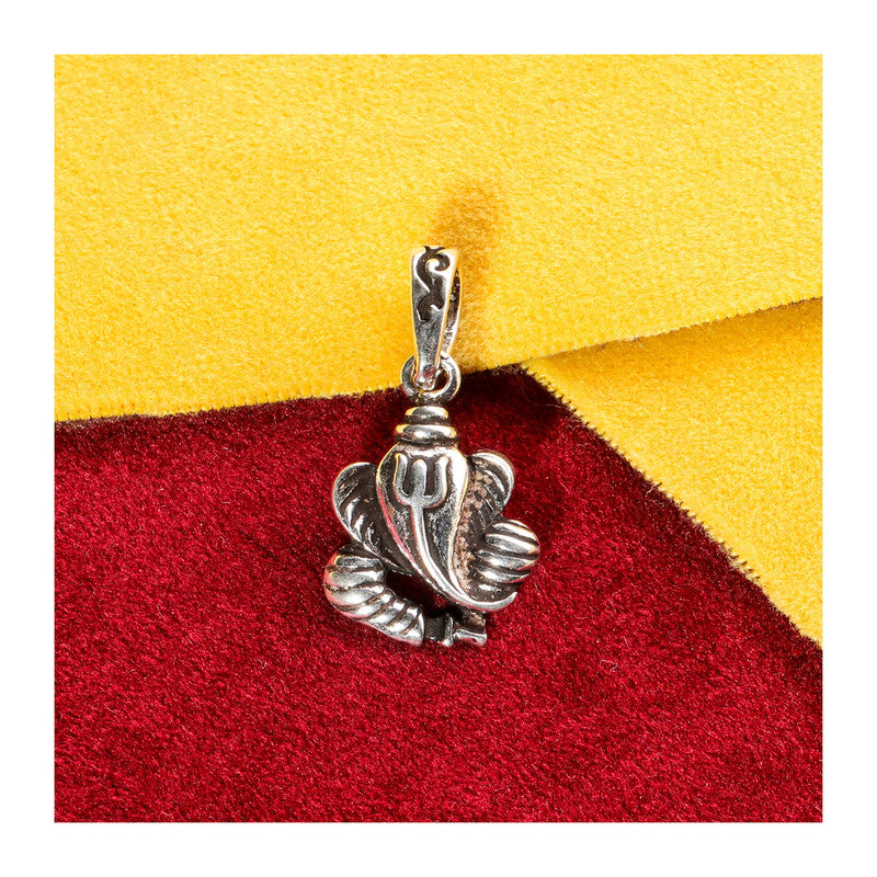 JSAJ Silver 925 Sterling Silver GOD PENDENT LOCKET GANESH JI GANPATI JI BAPA MORIYA IN SMALL SIZE UNISEX PENDENT for Good Health and Wealth