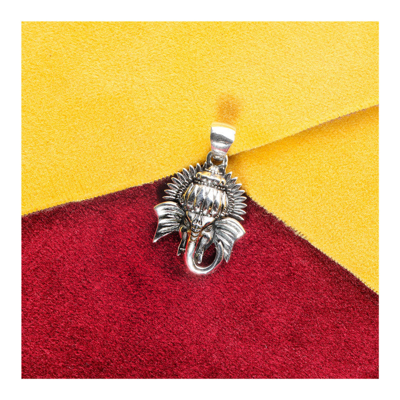 JSAJ Silver 925 Sterling Silver GOD PENDENT LOCKET GANESH JI GANPATI JI BAPA MORIYA IN SMALL SIZE UNISEX PENDENT for Good Health and Wealth