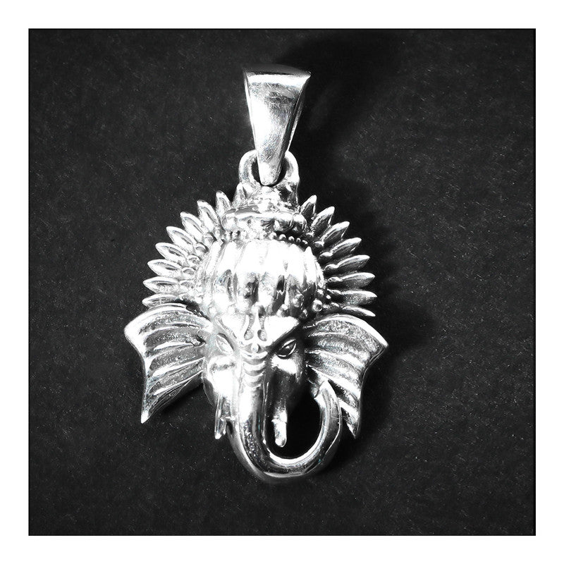 JSAJ Silver 925 Sterling Silver GOD PENDENT LOCKET GANESH JI GANPATI JI BAPA MORIYA IN SMALL SIZE UNISEX PENDENT for Good Health and Wealth