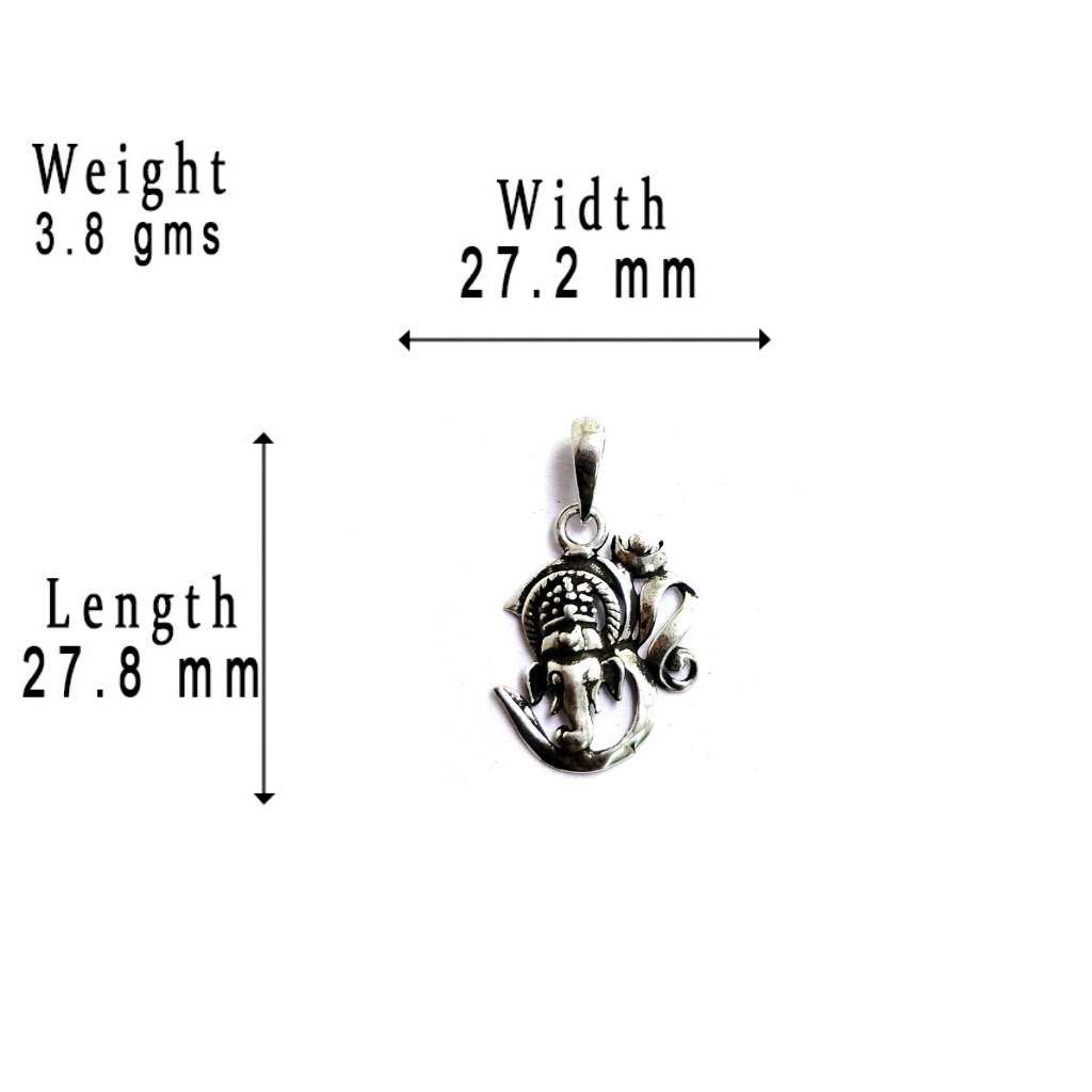 JSAJ Silver 925 Sterling Silver GOD PENDENT LOCKET GANESH JI GANPATI JI BAPA MORIYA IN SMALL SIZE UNISEX PENDENT for Good Health and Wealth