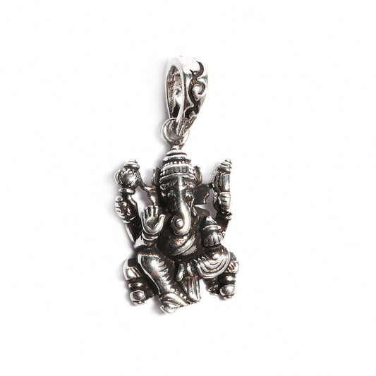 JSAJ Silver 925 Sterling Silver GOD PENDENT LOCKET GANESH JI GANPATI JI BAPA MORIYA IN SMALL SIZE UNISEX PENDENT for Good Health and Wealth