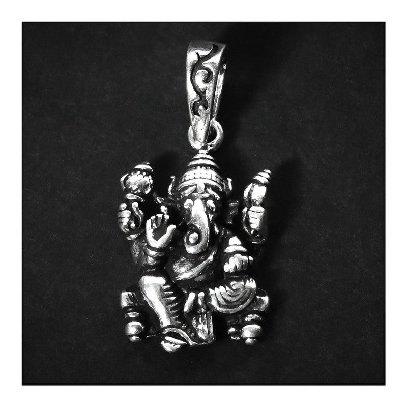 JSAJ Silver 925 Sterling Silver GOD PENDENT LOCKET GANESH JI GANPATI JI BAPA MORIYA IN SMALL SIZE UNISEX PENDENT for Good Health and Wealth