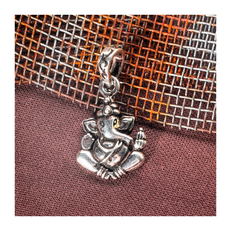 JSAJ Silver 925 Sterling Silver GOD PENDENT LOCKET GANESH JI GANPATI JI BAPA MORIYA IN SMALL SIZE UNISEX PENDENT for Good Health and Wealth