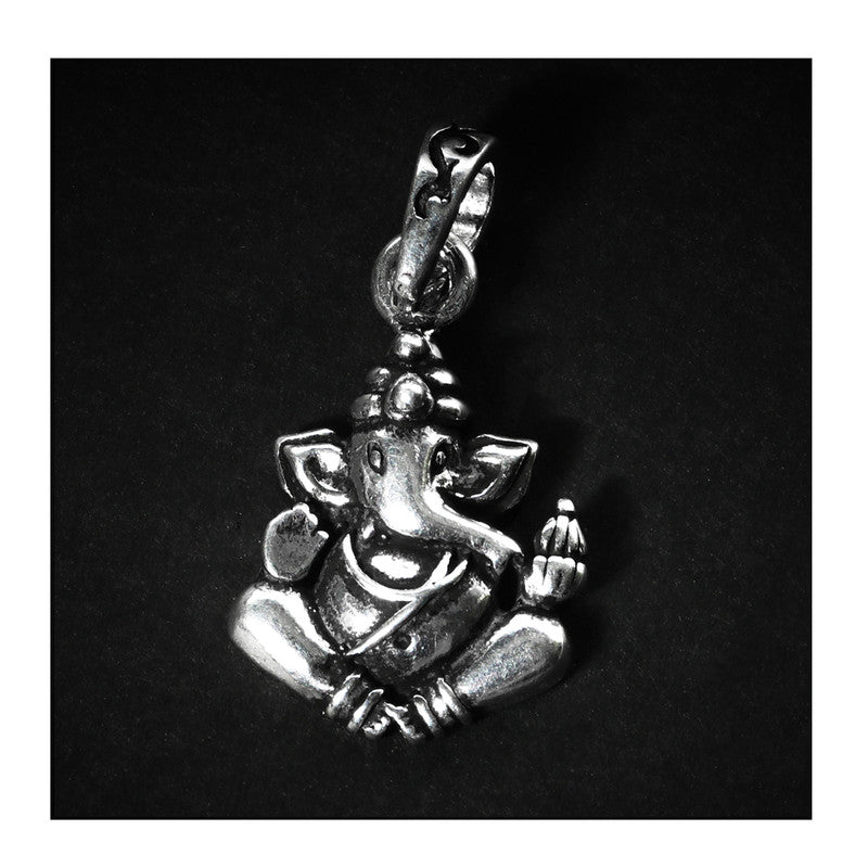 JSAJ Silver 925 Sterling Silver GOD PENDENT LOCKET GANESH JI GANPATI JI BAPA MORIYA IN SMALL SIZE UNISEX PENDENT for Good Health and Wealth