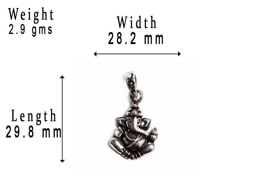 JSAJ Silver 925 Sterling Silver GOD PENDENT LOCKET GANESH JI GANPATI JI BAPA MORIYA IN SMALL SIZE UNISEX PENDENT for Good Health and Wealth
