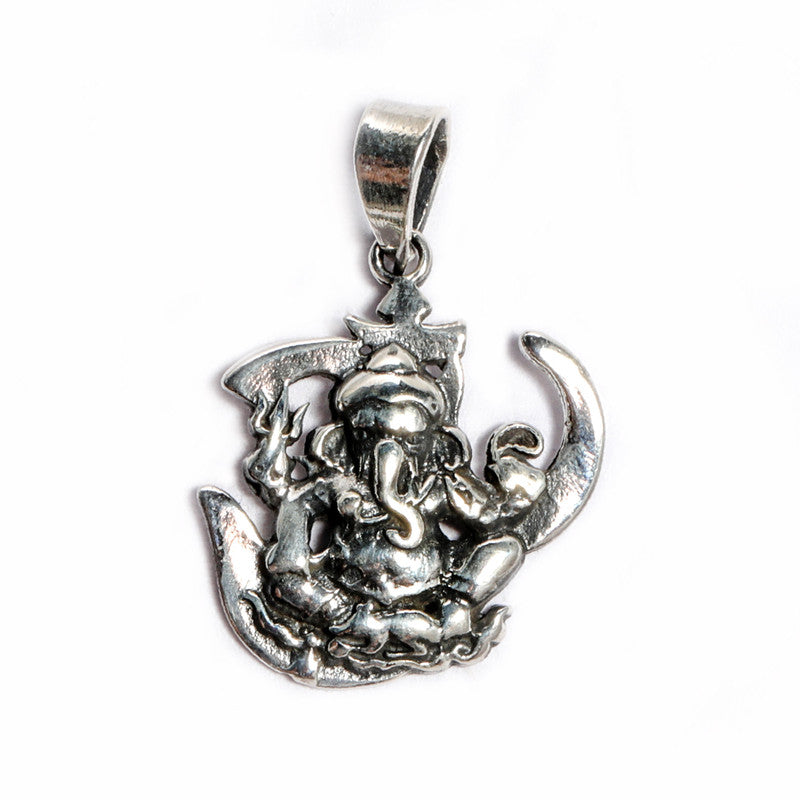 JSAJ Silver 925 Sterling Silver GOD PENDENT LOCKET GANESH JI GANPATI JI BAPA MORIYA IN SMALL SIZE UNISEX PENDENT for Good Health and Wealth