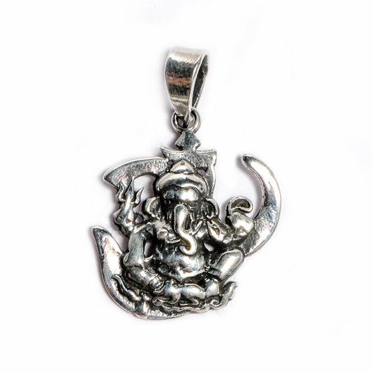 JSAJ Silver 925 Sterling Silver GOD PENDENT LOCKET GANESH JI GANPATI JI BAPA MORIYA IN SMALL SIZE UNISEX PENDENT for Good Health and Wealth