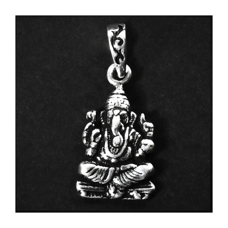JSAJ Silver 925 Sterling Silver GOD PENDENT LOCKET GANESH JI GANPATI JI BAPA MORIYA IN SMALL SIZE UNISEX PENDENT for Good Health and Wealth