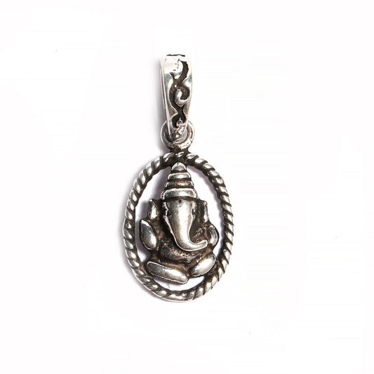 JSAJ Silver 925 Sterling Silver GOD PENDENT LOCKET GANESH JI GANPATI JI BAPA MORIYA IN SMALL SIZE UNISEX PENDENT for Good Health and Wealth