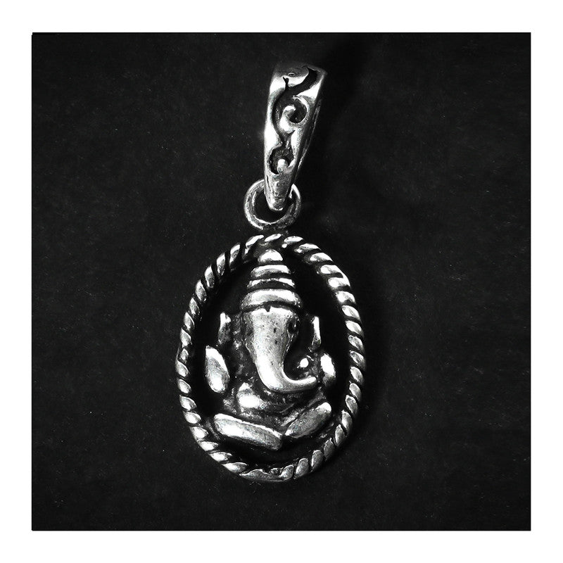 JSAJ Silver 925 Sterling Silver GOD PENDENT LOCKET GANESH JI GANPATI JI BAPA MORIYA IN SMALL SIZE UNISEX PENDENT for Good Health and Wealth