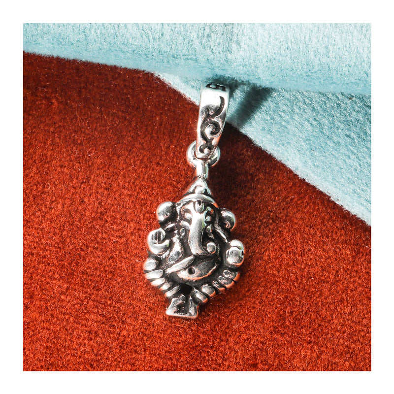JSAJ Silver 925 Sterling Silver GOD PENDENT LOCKETGANESH JI GANPATI JI BAPA MORIYA IN SMALL SIZE UNISEX PENDENT for Good Health and Wealth
