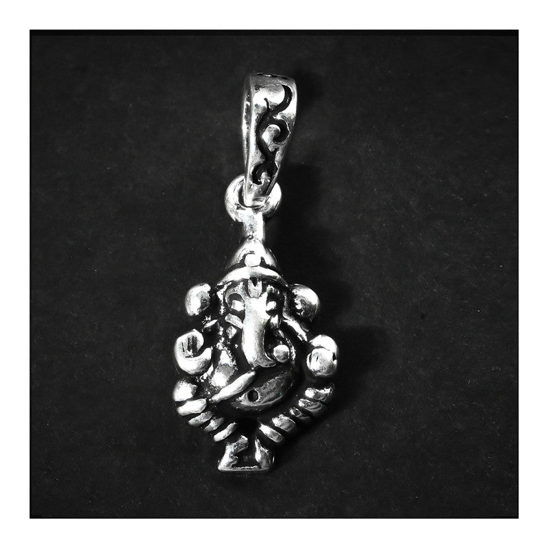 JSAJ Silver 925 Sterling Silver GOD PENDENT LOCKETGANESH JI GANPATI JI BAPA MORIYA IN SMALL SIZE UNISEX PENDENT for Good Health and Wealth