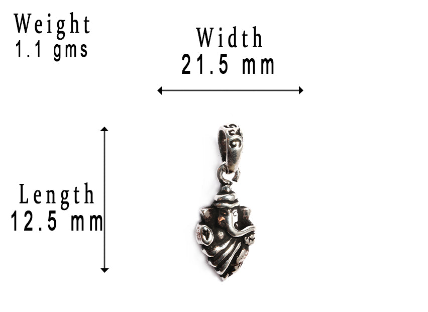 JSAJ Silver 925 Sterling Silver GOD PENDENT LOCKETGANESH JI GANPATI JI BAPA MORIYA IN SMALL SIZE UNISEX PENDENT for Good Health and Wealth