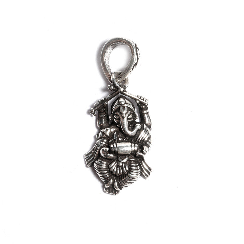 JSAJ Silver 925 Sterling Silver GOD PENDENT LOCKET GANESH JI GANPATI JI BAPA MORIYA IN MEDIUM SIZE UNISEX PENDENT for Good Health and Wealth