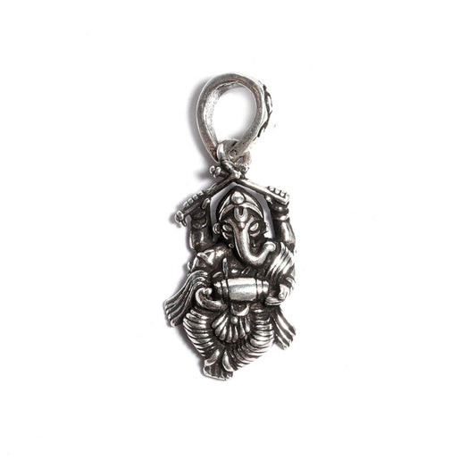 JSAJ Silver 925 Sterling Silver GOD PENDENT LOCKET GANESH JI GANPATI JI BAPA MORIYA IN MEDIUM SIZE UNISEX PENDENT for Good Health and Wealth