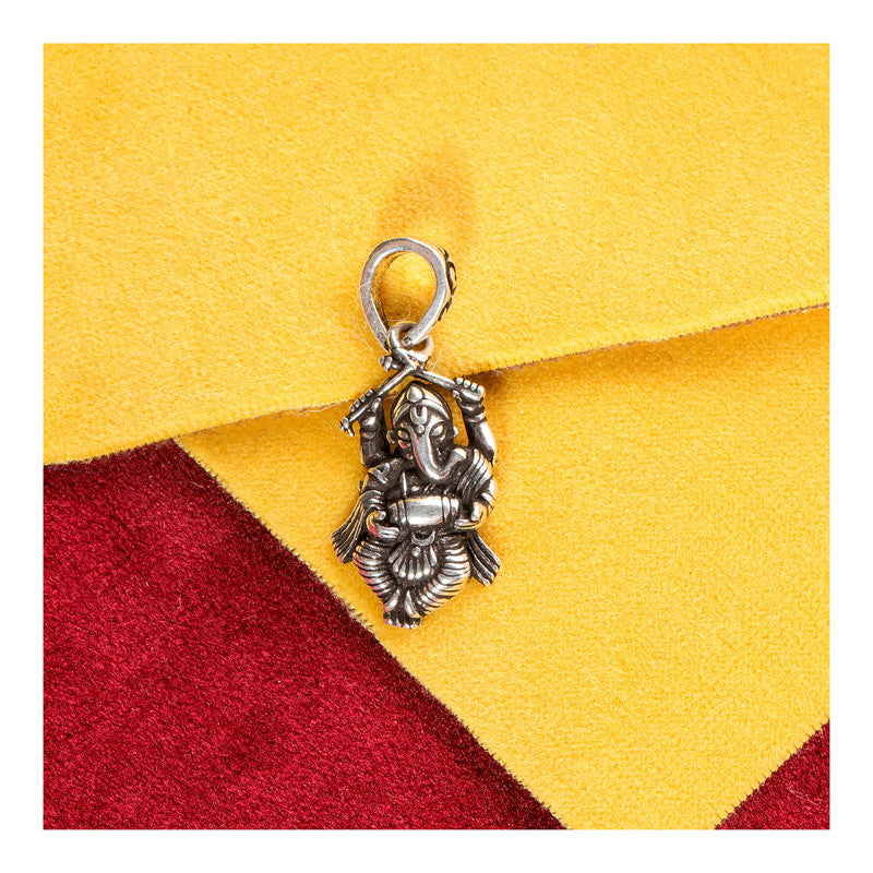JSAJ Silver 925 Sterling Silver GOD PENDENT LOCKET GANESH JI GANPATI JI BAPA MORIYA IN MEDIUM SIZE UNISEX PENDENT for Good Health and Wealth