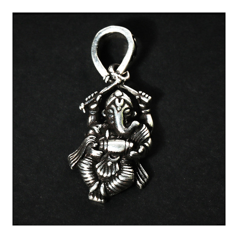 JSAJ Silver 925 Sterling Silver GOD PENDENT LOCKET GANESH JI GANPATI JI BAPA MORIYA IN MEDIUM SIZE UNISEX PENDENT for Good Health and Wealth