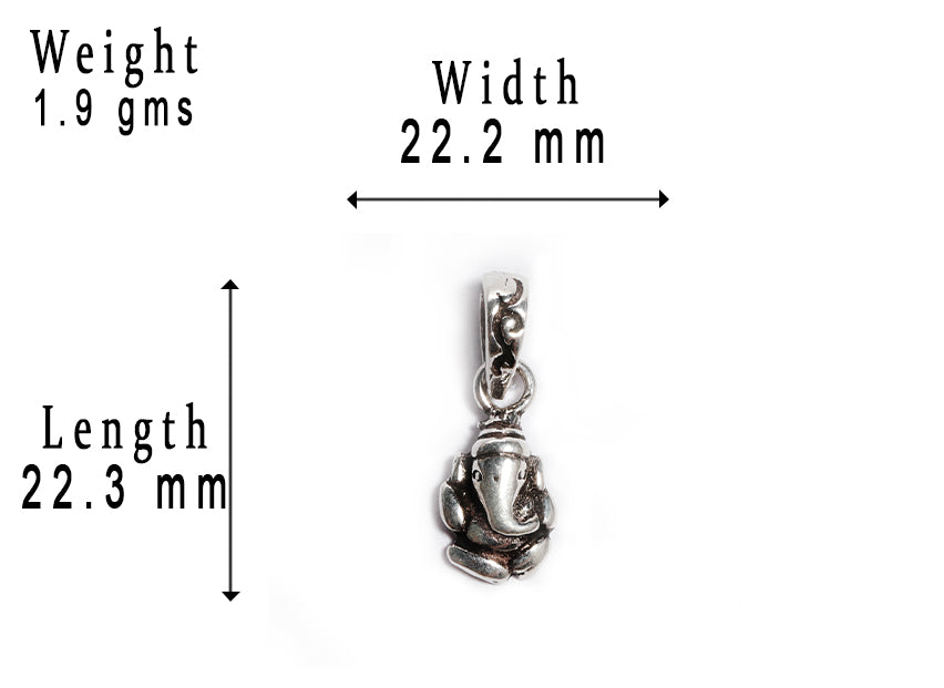 JSAJ Silver 925 Sterling Silver GOD PENDENT LOCKET GANESH JI GANPATI JI BAPA MORIYA IN SMALL SIZE UNISEX PENDENT for Good Health and Wealth