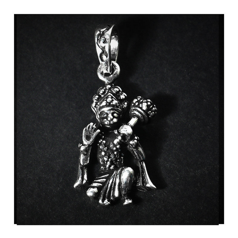JSAJ 925 Sterling silver Hanuman ji Pendant Maruti in medium size God Pendant Lord Bajrangi Bali locket for Good Health and Wealth
