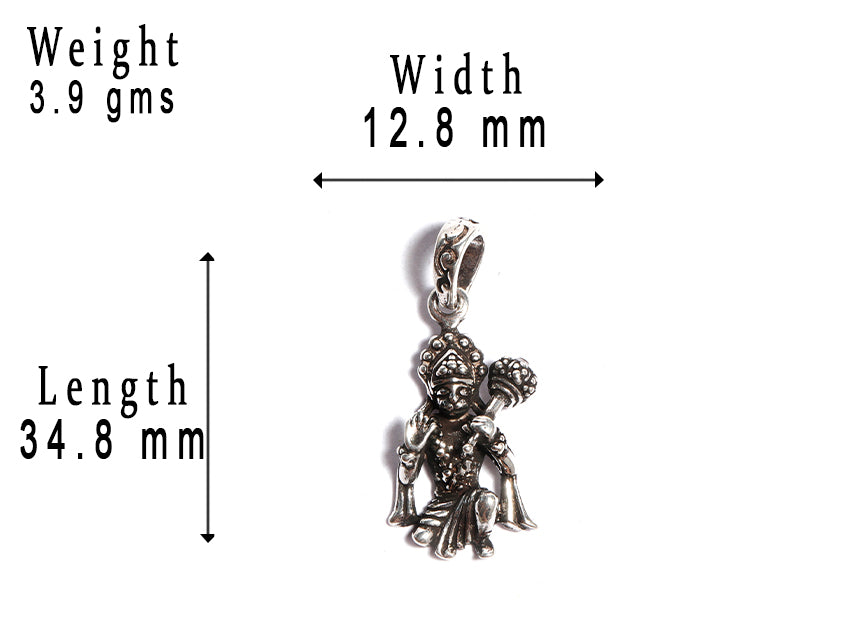 JSAJ 925 Sterling silver Hanuman ji Pendant Maruti in medium size God Pendant Lord Bajrangi Bali locket for Good Health and Wealth
