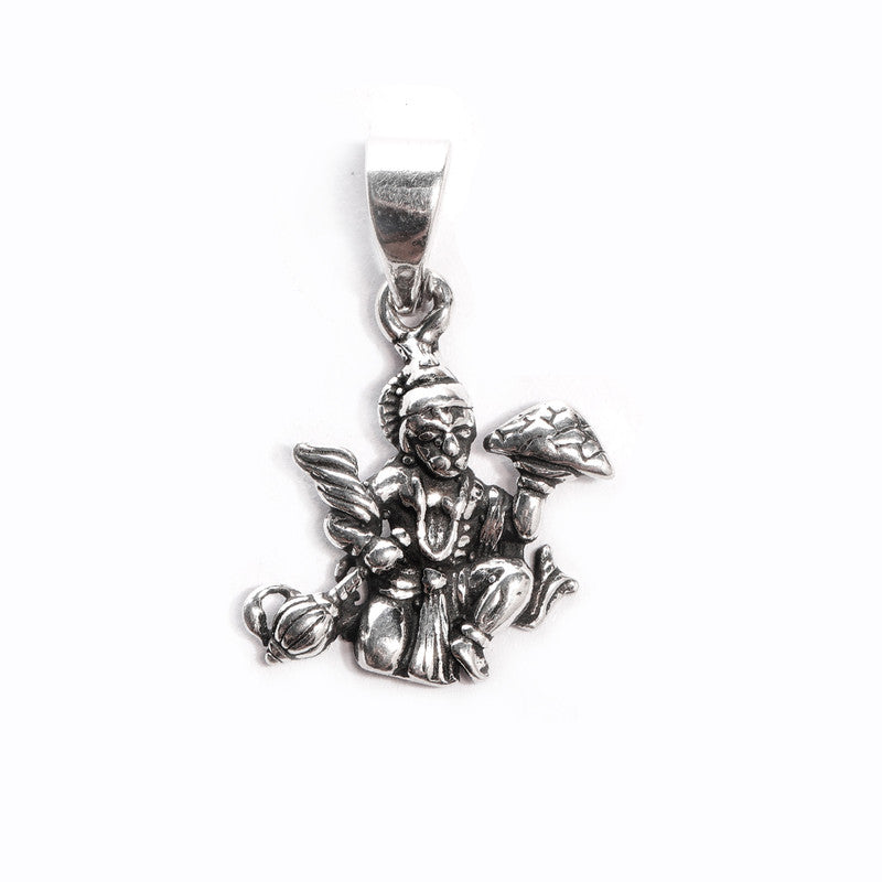 JSAJ 925 Sterling silver Hanuman ji Pendant Maruti in medium size God Pendant Lord Bajrangi Bali locket for Good Health and Wealth