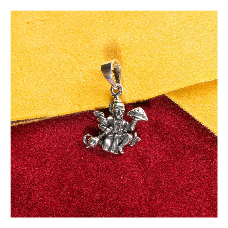 JSAJ 925 Sterling silver Hanuman ji Pendant Maruti in medium size God Pendant Lord Bajrangi Bali locket for Good Health and Wealth