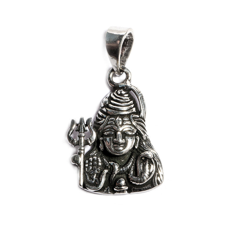 JSAJ Silver 925 Sterling Silver GOD PENDENT LOCKET LORD SHIVJI BHOLE NATH WITH TRISHUL IN MEDIUM SIZE UNISEX PENDENT