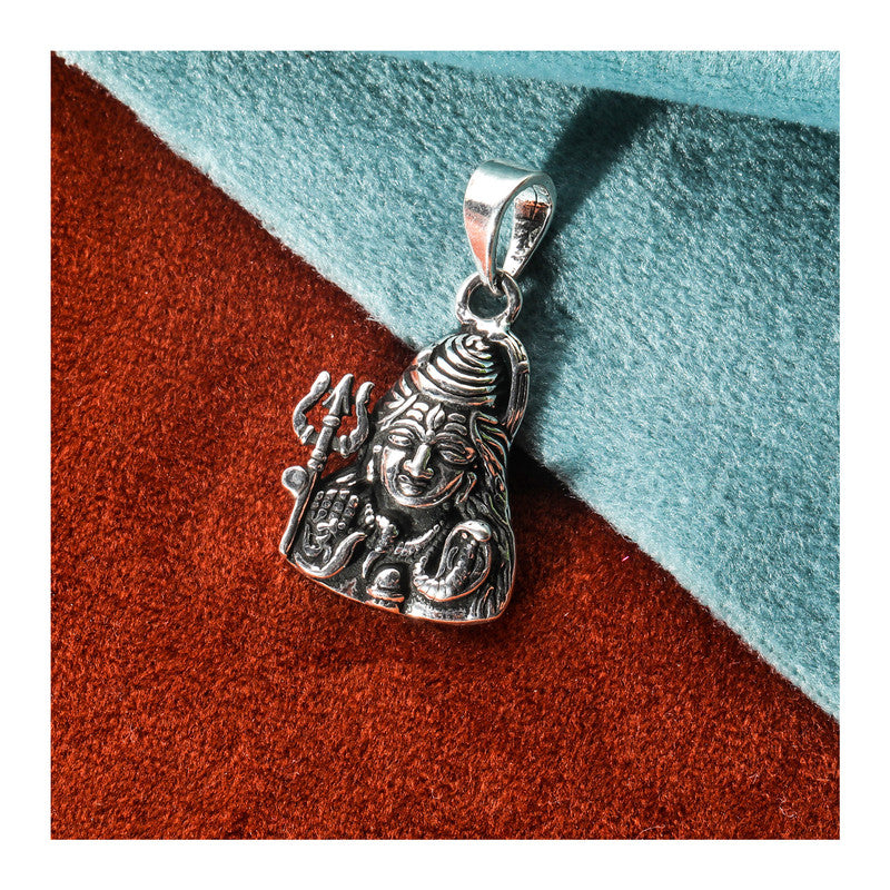 JSAJ Silver 925 Sterling Silver GOD PENDENT LOCKET LORD SHIVJI BHOLE NATH WITH TRISHUL IN MEDIUM SIZE UNISEX PENDENT