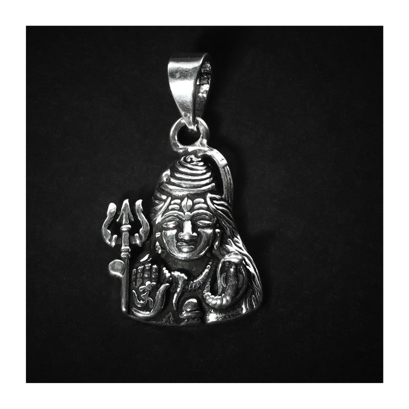 JSAJ Silver 925 Sterling Silver GOD PENDENT LOCKET LORD SHIVJI BHOLE NATH WITH TRISHUL IN MEDIUM SIZE UNISEX PENDENT