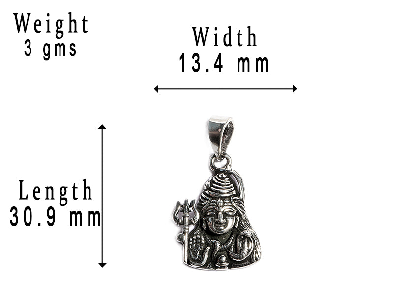 JSAJ Silver 925 Sterling Silver GOD PENDENT LOCKET LORD SHIVJI BHOLE NATH WITH TRISHUL IN MEDIUM SIZE UNISEX PENDENT