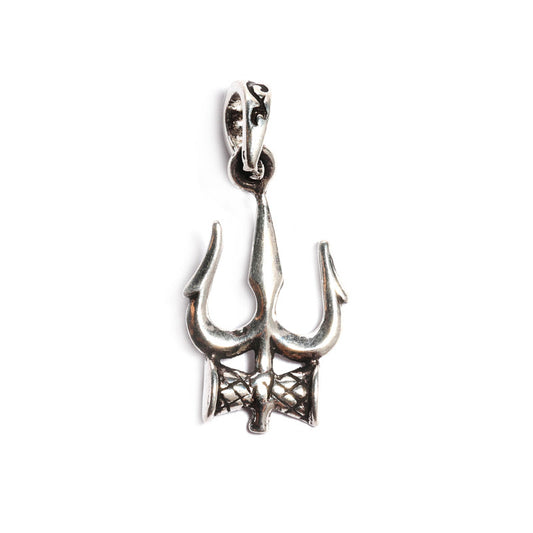 JSAJ Silver 925 Sterling Silver GOD PENDENT LOCKET LORD SHIVJI TRISHUL WITH DAMRU IN SMALL SIZE UNISEX PENDENT