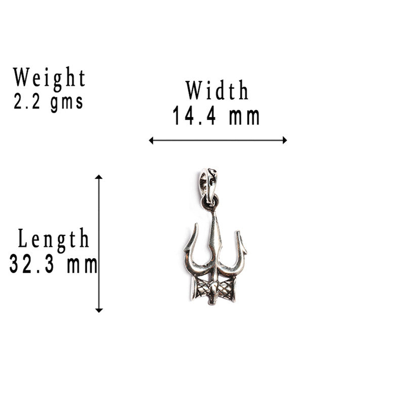 JSAJ Silver 925 Sterling Silver GOD PENDENT LOCKET LORD SHIVJI TRISHUL WITH DAMRU IN SMALL SIZE UNISEX PENDENT