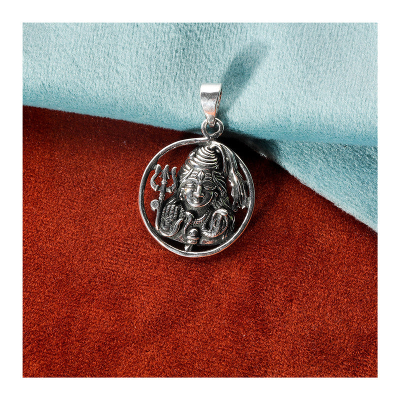 JSAJ Silver 925 Sterling Silver GOD PENDENT LOCKET LORD SHIV JI BHOLE NATH IN SMALL SIZE UNISEX PENDENT