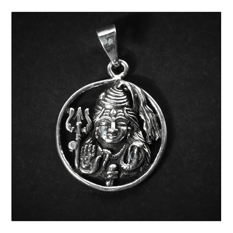 JSAJ Silver 925 Sterling Silver GOD PENDENT LOCKET LORD SHIV JI BHOLE NATH IN SMALL SIZE UNISEX PENDENT