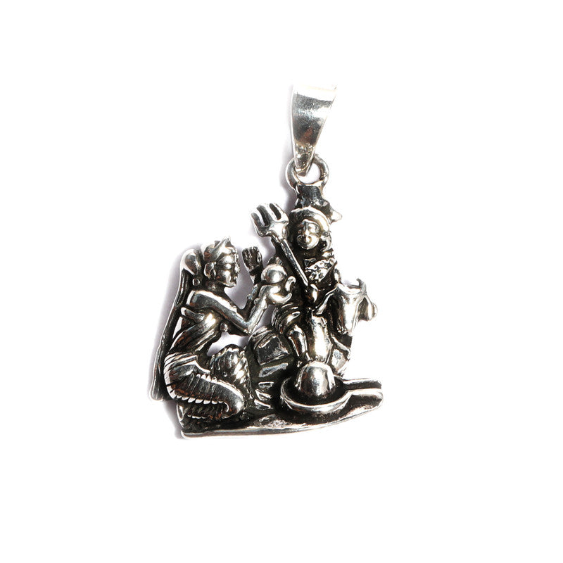 JSAJ Silver 925 Sterling Silver GOD PENDENT LOCKET LORD SHIV JI BHOLE NATH WITH PARVATI MAA IN MEDIUM SIZE UNISEX PENDENT