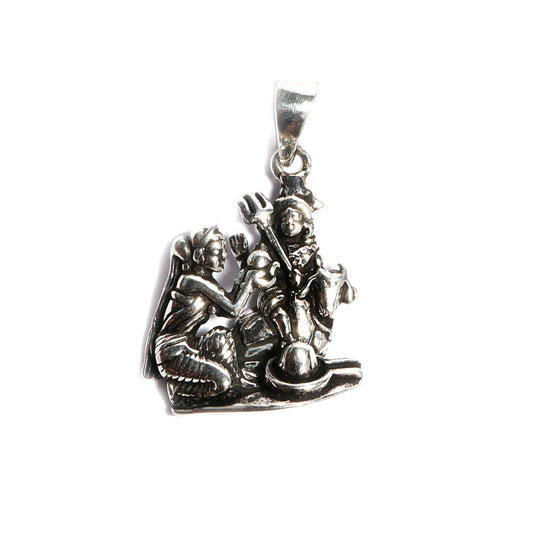 JSAJ Silver 925 Sterling Silver GOD PENDENT LOCKET LORD SHIV JI BHOLE NATH WITH PARVATI MAA IN MEDIUM SIZE UNISEX PENDENT