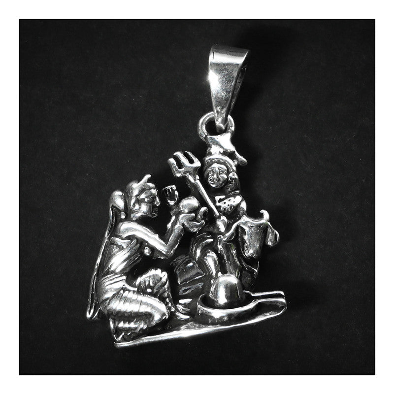 JSAJ Silver 925 Sterling Silver GOD PENDENT LOCKET LORD SHIV JI BHOLE NATH WITH PARVATI MAA IN MEDIUM SIZE UNISEX PENDENT