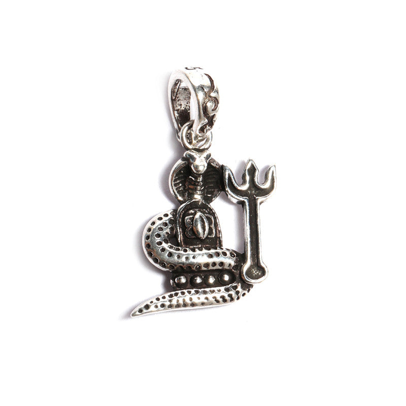 JSAJ Silver 925 Sterling Silver GOD PENDENT LOCKET LORD SHIVJI SHIV LING WITH NAAG OR TRISHUL IN SMALL SIZE UNISEX PENDENT