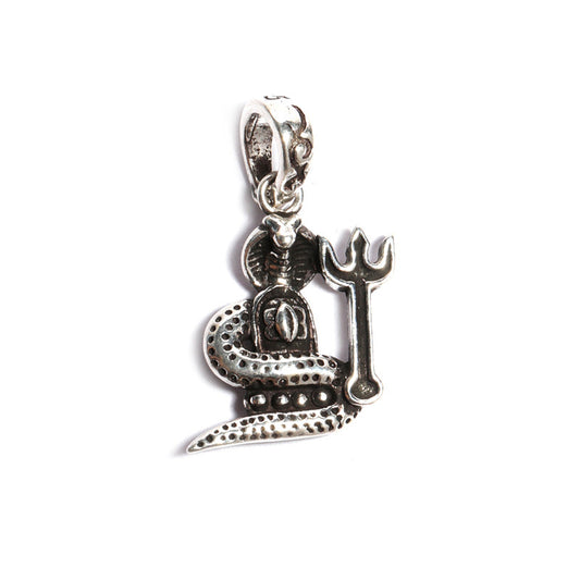 JSAJ Silver 925 Sterling Silver GOD PENDENT LOCKET LORD SHIVJI SHIV LING WITH NAAG OR TRISHUL IN SMALL SIZE UNISEX PENDENT