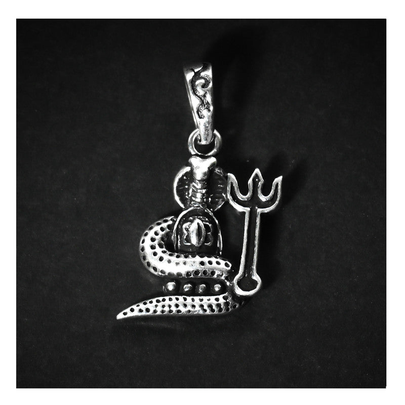 JSAJ Silver 925 Sterling Silver GOD PENDENT LOCKET LORD SHIVJI SHIV LING WITH NAAG OR TRISHUL IN SMALL SIZE UNISEX PENDENT