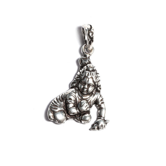 JSAJ Silver 925 Sterling Silver GOD PENDENT LOCKET LORD KANHAJI BAL KISHAN JI IN MEDIUM SIZE UNISEX PENDENT