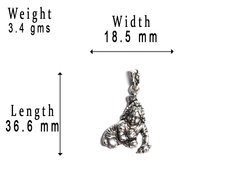 JSAJ Silver 925 Sterling Silver GOD PENDENT LOCKET LORD KANHAJI BAL KISHAN JI IN MEDIUM SIZE UNISEX PENDENT