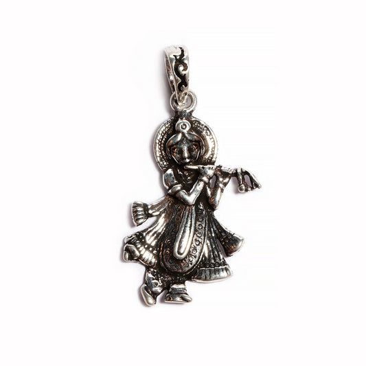 JSAJ Silver 925 Sterling Silver GOD PENDENT LOCKET LORD KRISHNA JI IN MEDIUM SIZE UNISEX PENDENT