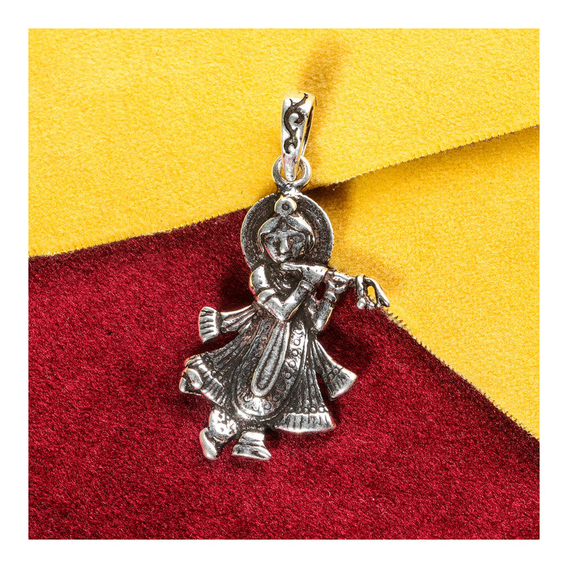 JSAJ Silver 925 Sterling Silver GOD PENDENT LOCKET LORD KRISHNA JI IN MEDIUM SIZE UNISEX PENDENT