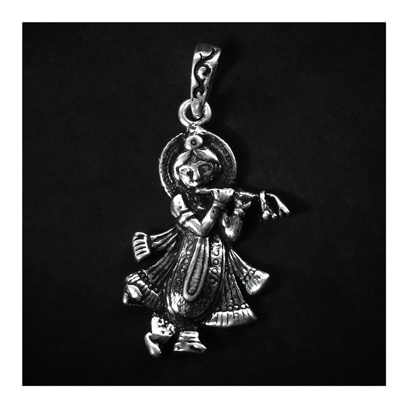 JSAJ Silver 925 Sterling Silver GOD PENDENT LOCKET LORD KRISHNA JI IN MEDIUM SIZE UNISEX PENDENT