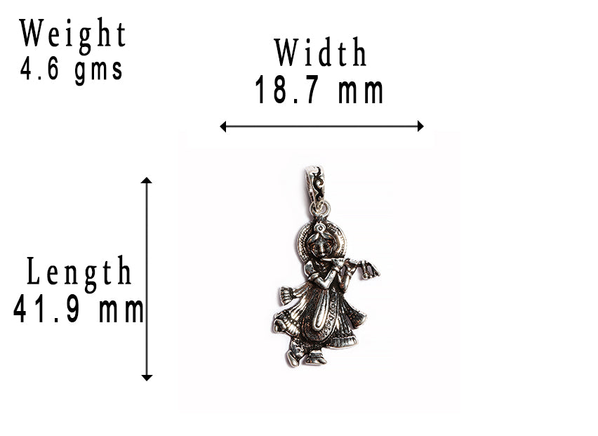 JSAJ Silver 925 Sterling Silver GOD PENDENT LOCKET LORD KRISHNA JI IN MEDIUM SIZE UNISEX PENDENT