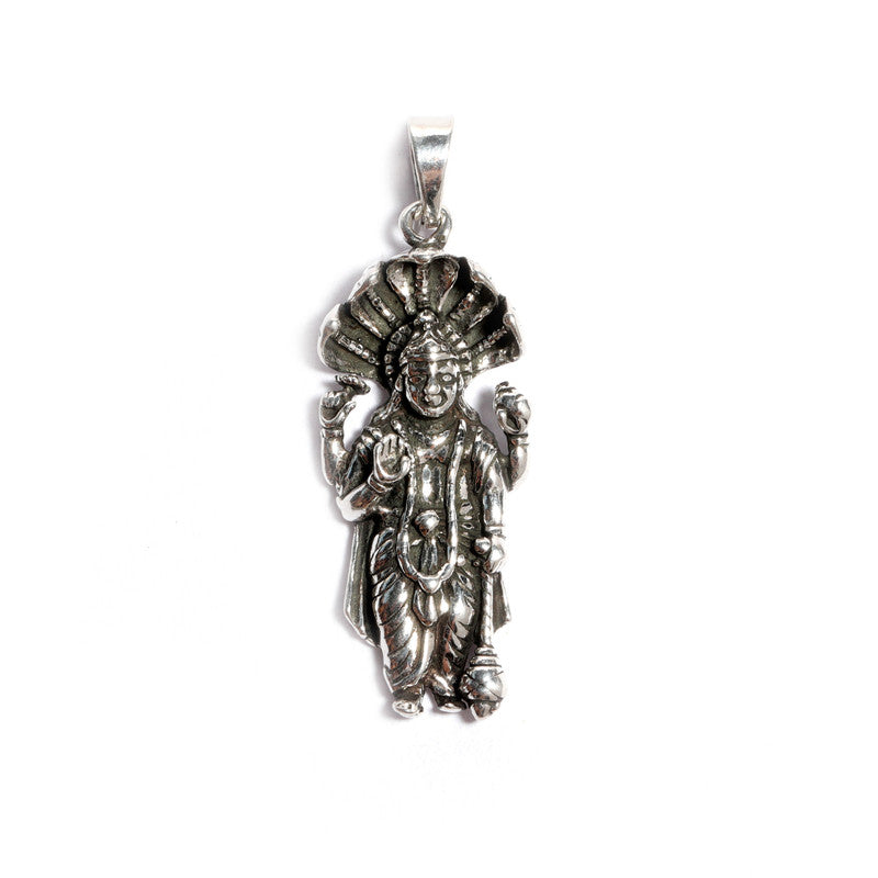 JSAJ Silver 925 Sterling Silver GOD PENDENT LOCKET LORD VISHNUJI IN MEDIUM SIZE UNISEX PENDENT
